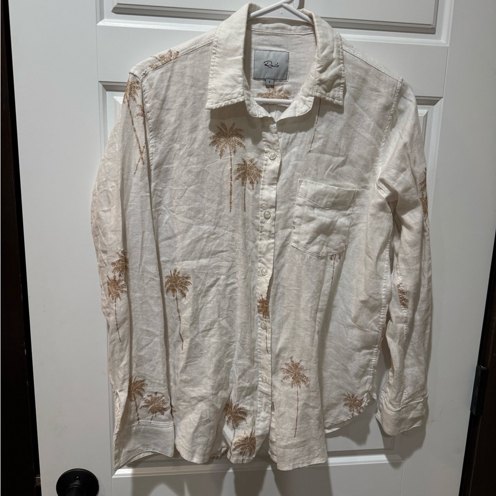 Charli Palm Trees Linen Blend Shirt by Rails | Nordstrom| Vacation| Resortwear - Picture 3 of 6